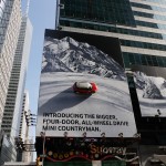Vertical Mini Advertisement on Times Square - The car is real size.