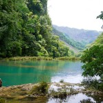 Crystal-clear blue water terraces