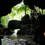 Next was a cave expedition: The entry to the cave was located just above a waterfall 