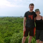 Marissa & me posing on a temple at Tikal