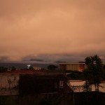 A gloomy orange sky as seen from my flat in San José