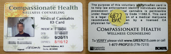 This medical marijuana card let's you smoke weed legally in California